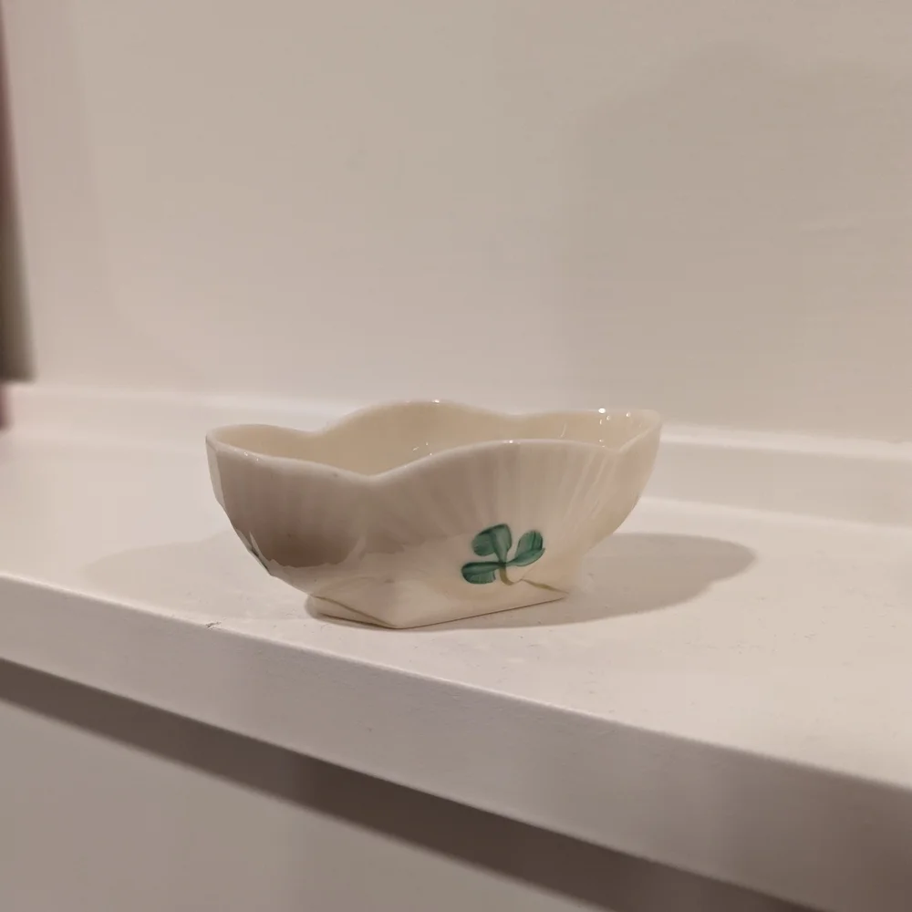 White Bowl with Green Clover Design Fine Irish China